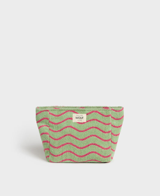 Trousse de toilette à motifs en coton bio | "wavy toiletry bag"