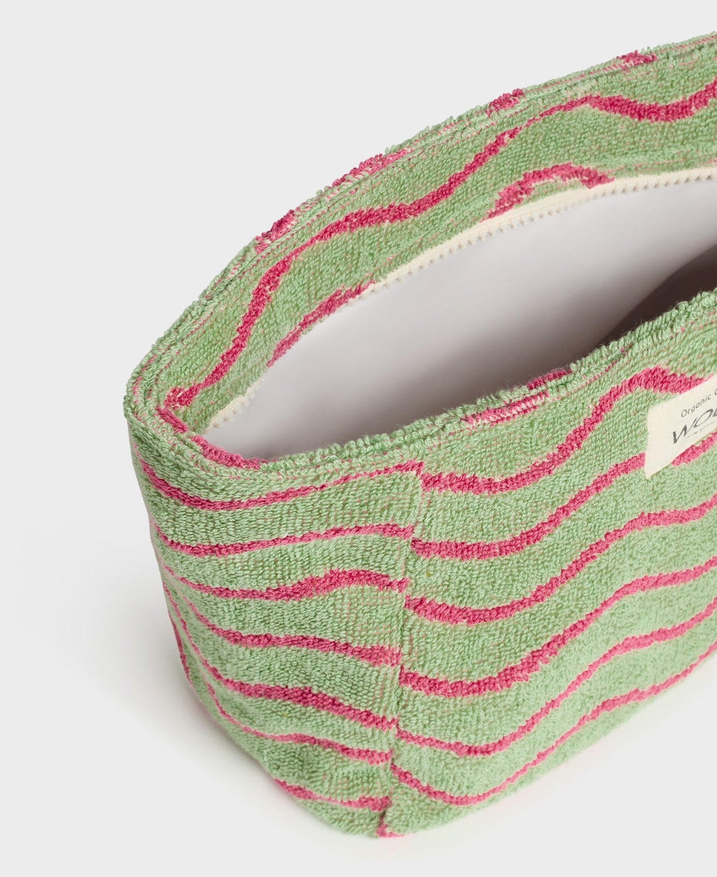 Trousse de toilette à motifs en coton bio | "wavy toiletry bag"