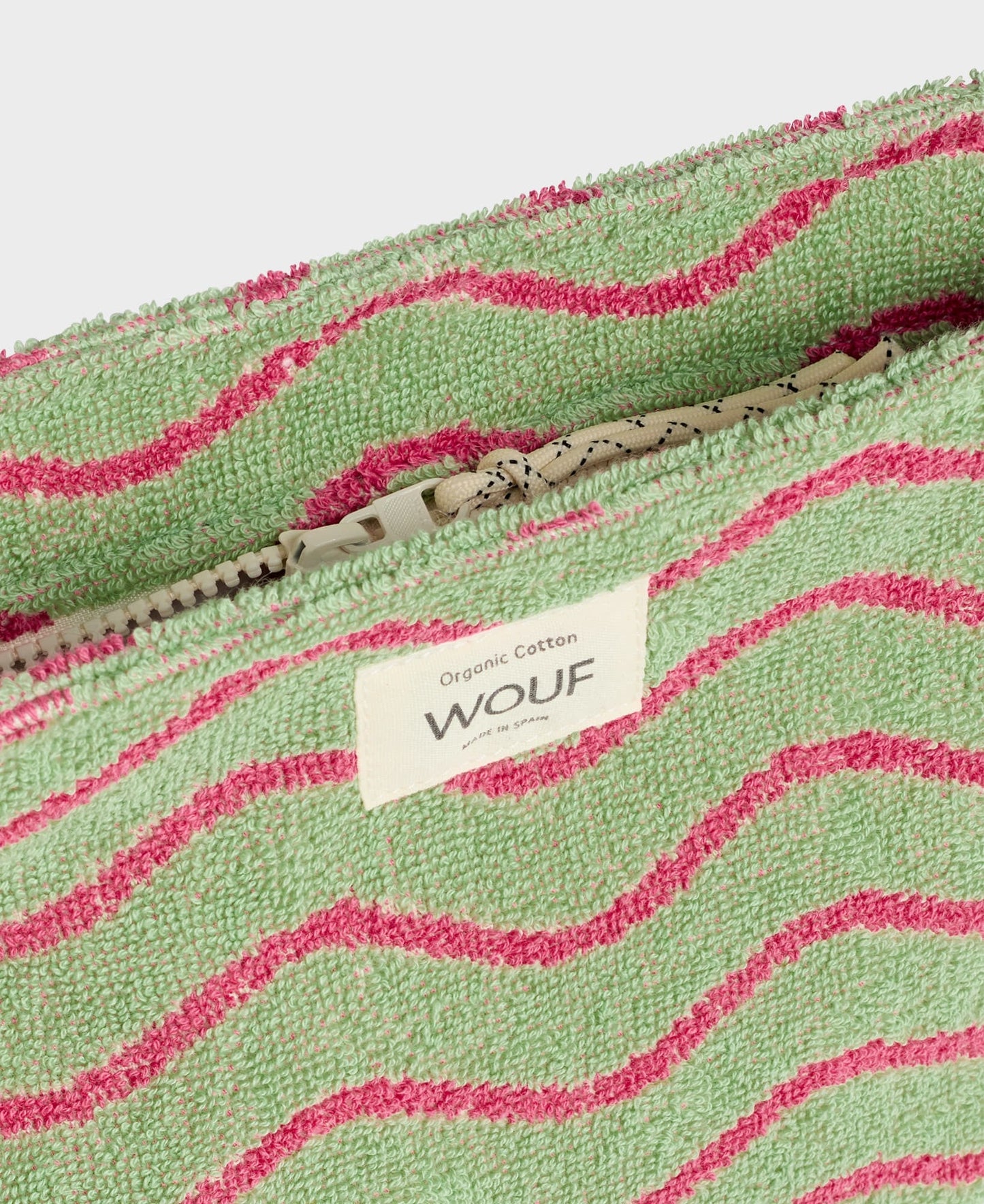 Trousse de toilette à motifs en coton bio | "wavy toiletry bag"