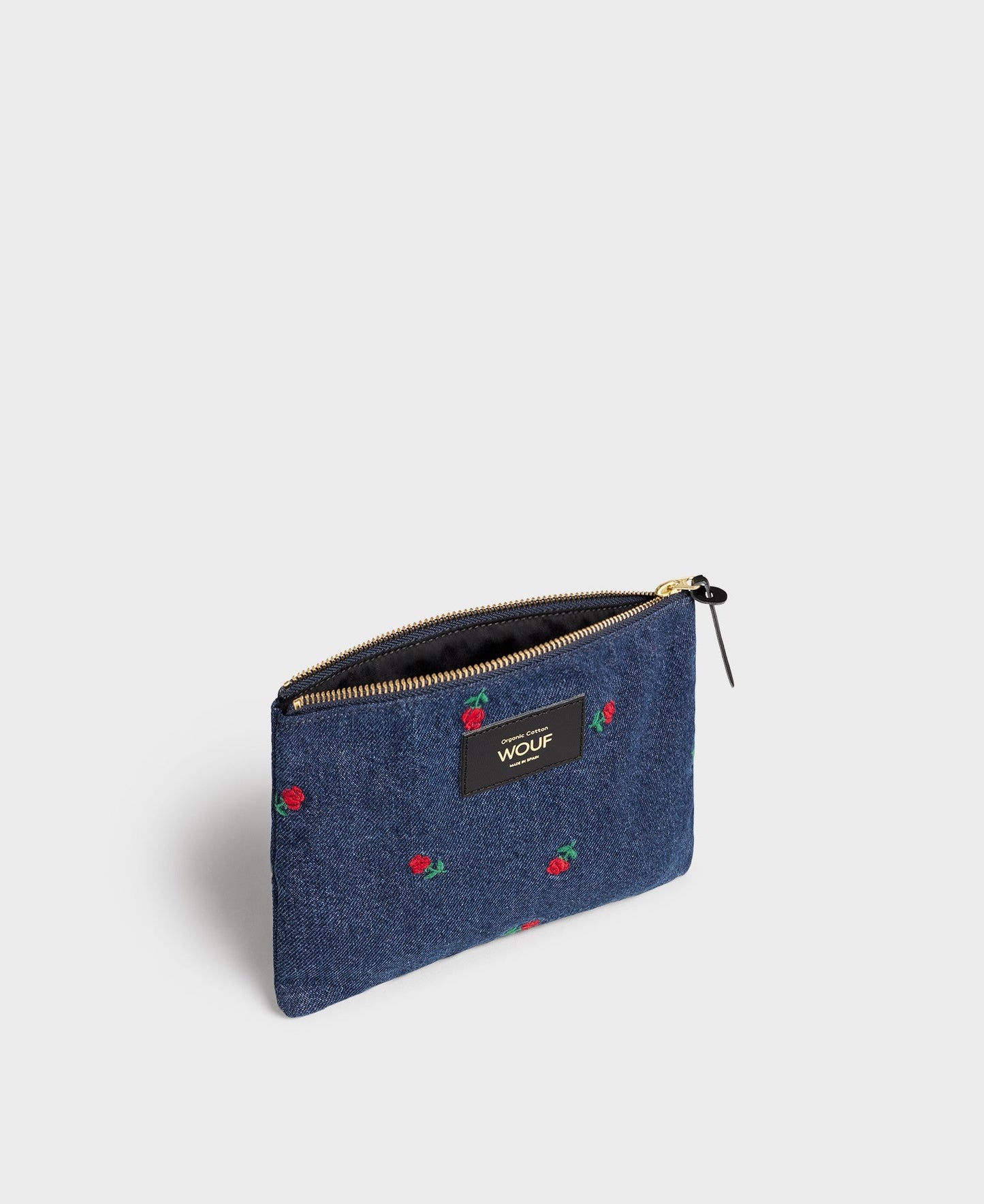 Pochette en denim en coton bio | bleu brodé "amy pouch"