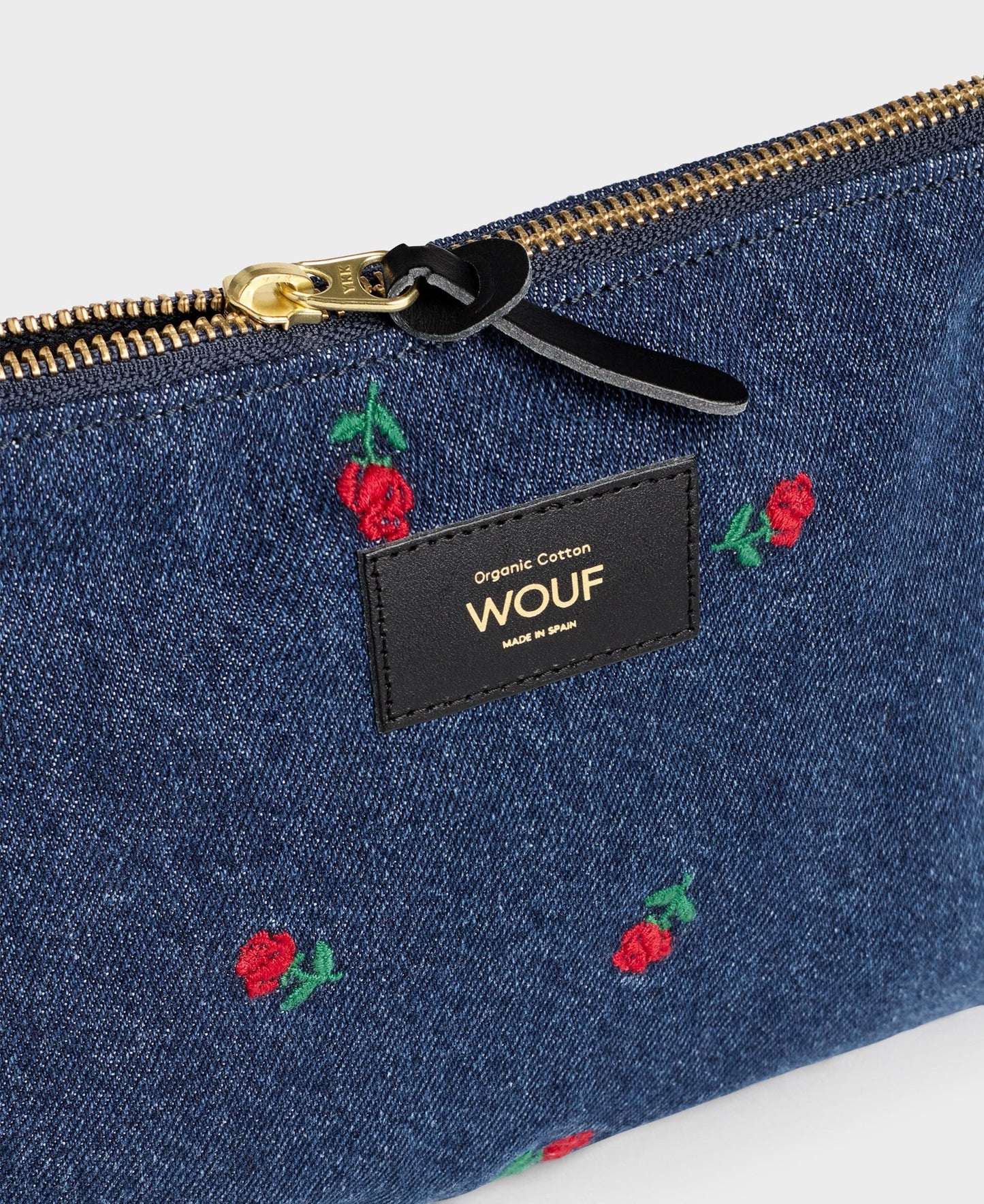 Pochette en denim en coton bio | bleu brodé "amy pouch"