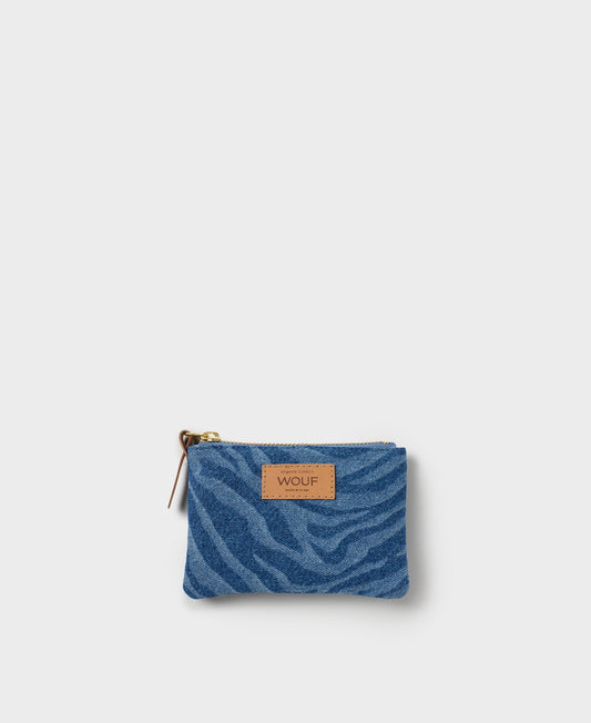 Pochette à motifs en denim de coton bio - sierra small pouch