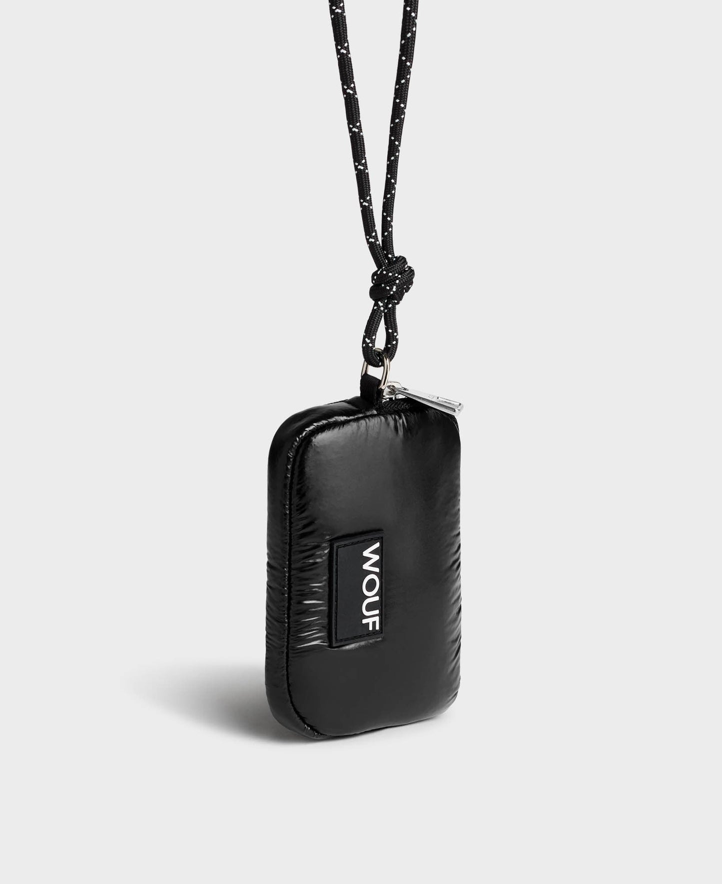 Porte-monnaie matelassé en recyclé | "black glossy coin purse"