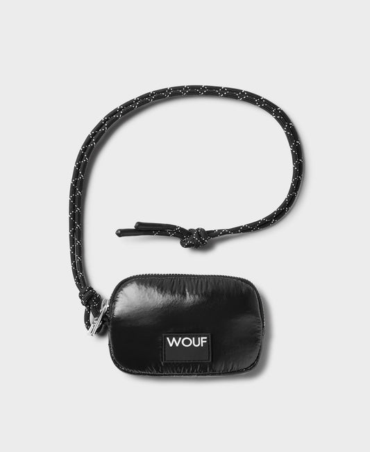 Porte-monnaie matelassé en recyclé | "black glossy coin purse"