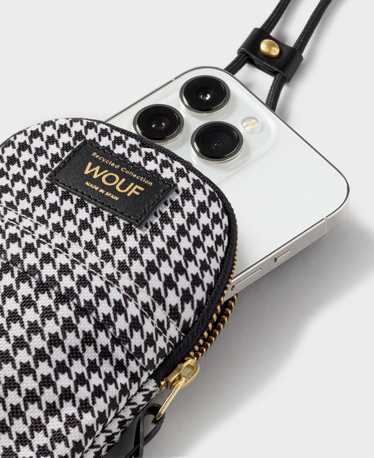 pochette téléphone en matières recyclées | carreaux "celine crossbody phone bag"