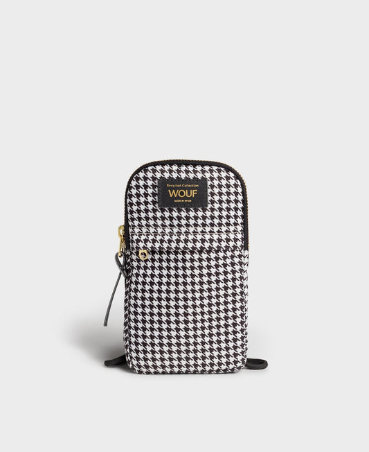 pochette téléphone en matières recyclées | carreaux "celine crossbody phone bag"