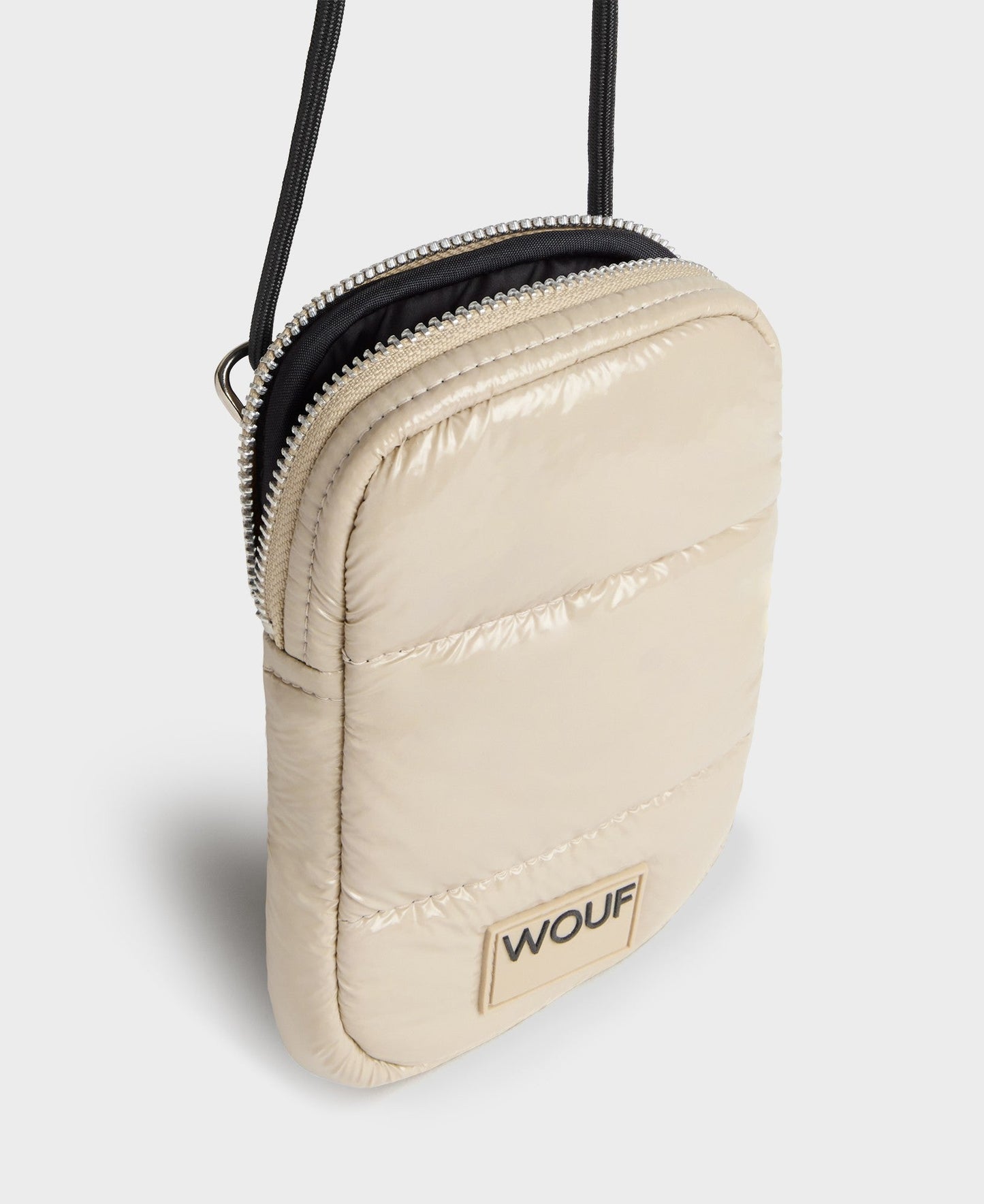 Pochette téléphone matelassée en recyclé | beige "air glossy phone bag"