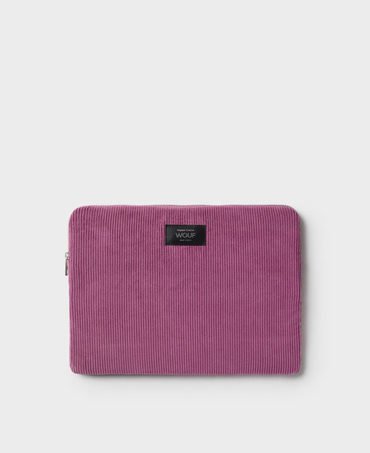 Pochette ordinateur côtelée en coton bio | "mauve laptop sleeve 13" & 14""
