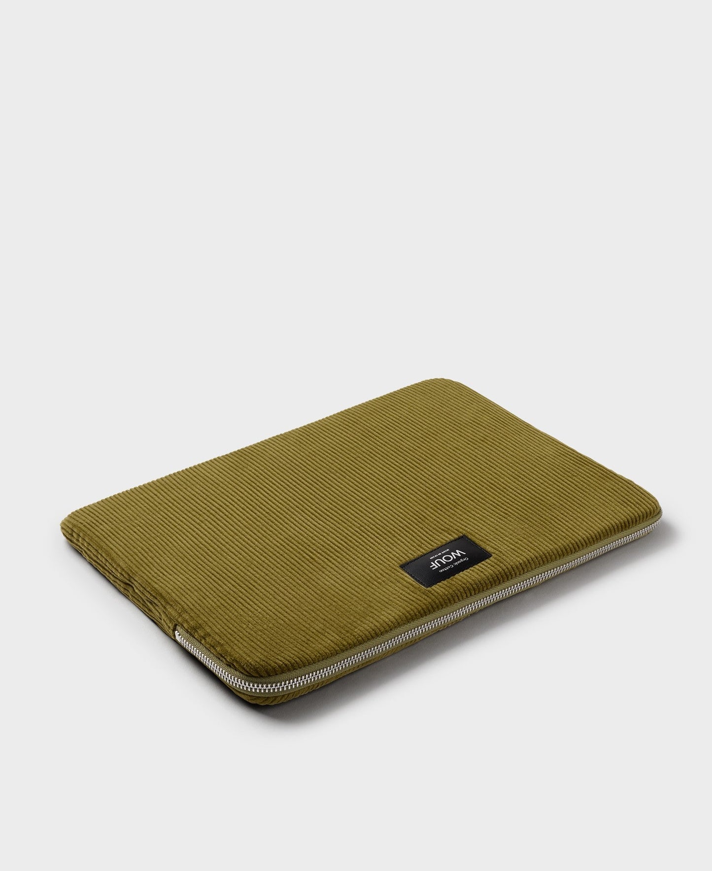 Pochette ordinateur côtelée en coton bio | "olive laptop sleeve 13"&14""