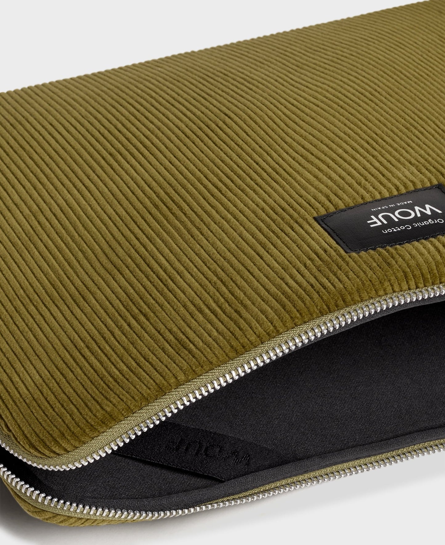 Pochette ordinateur côtelée en coton bio | "olive laptop sleeve 13"&14""