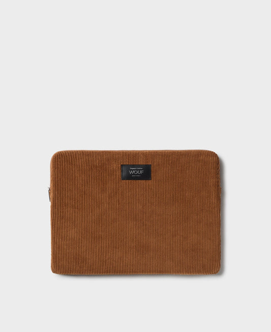 Pochette ordinateur côtelée en coton bio | "caramel laptop sleeve 13" & 14""