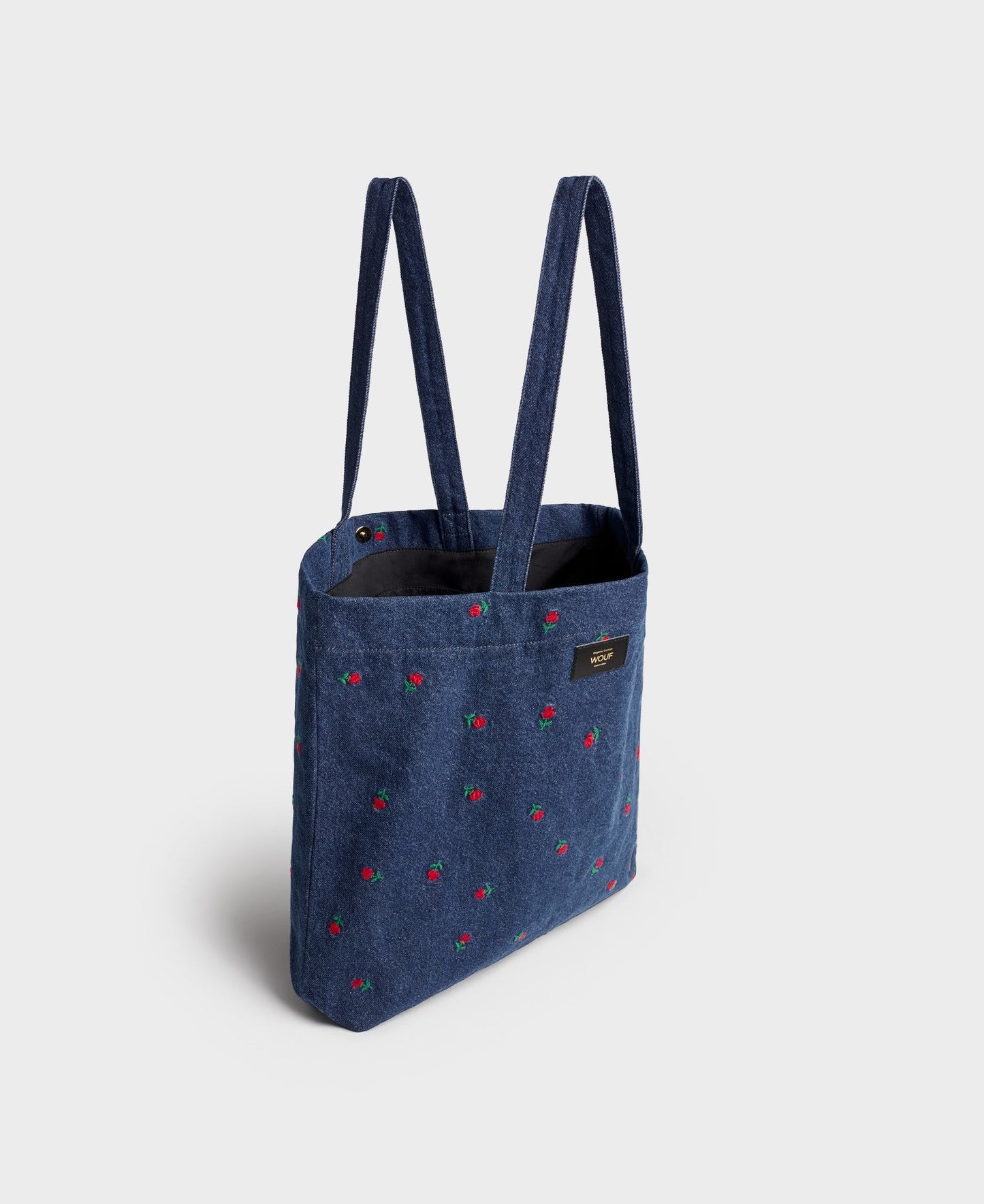 Sac cabas denim en coton bio | bleu brodé "amy"