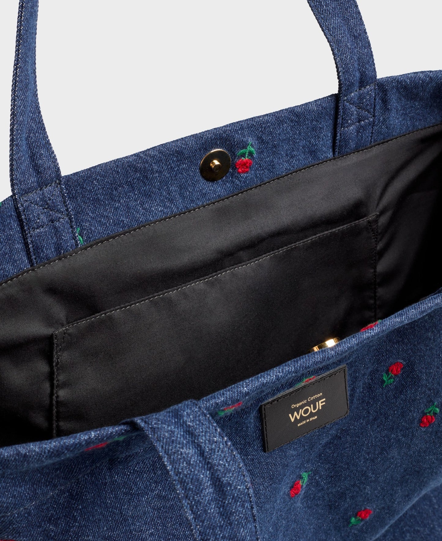 Sac cabas denim en coton bio | bleu brodé "amy"