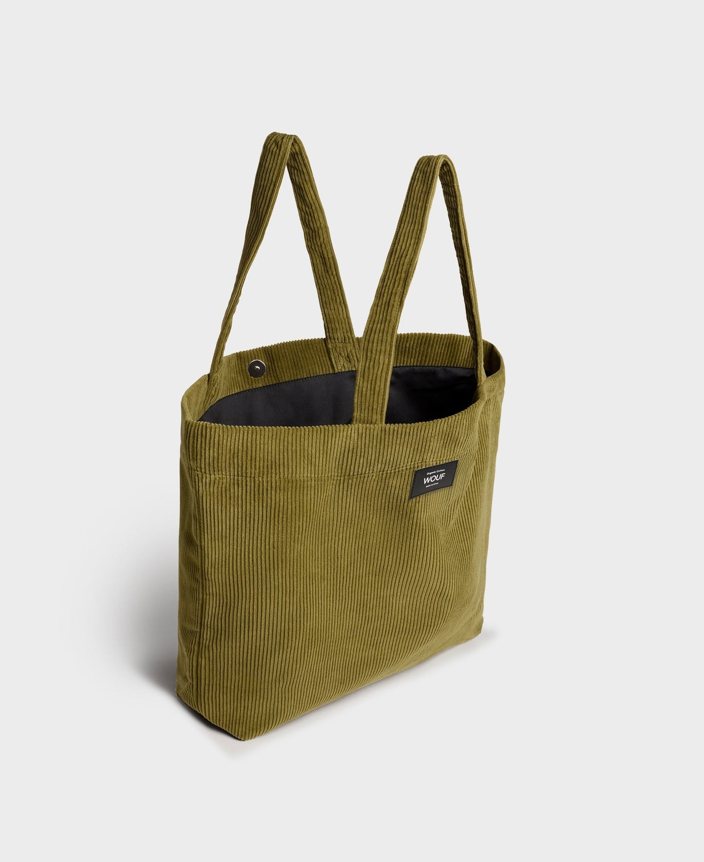 Sac cabas olive en velours de coton bio | "olive tote bag"