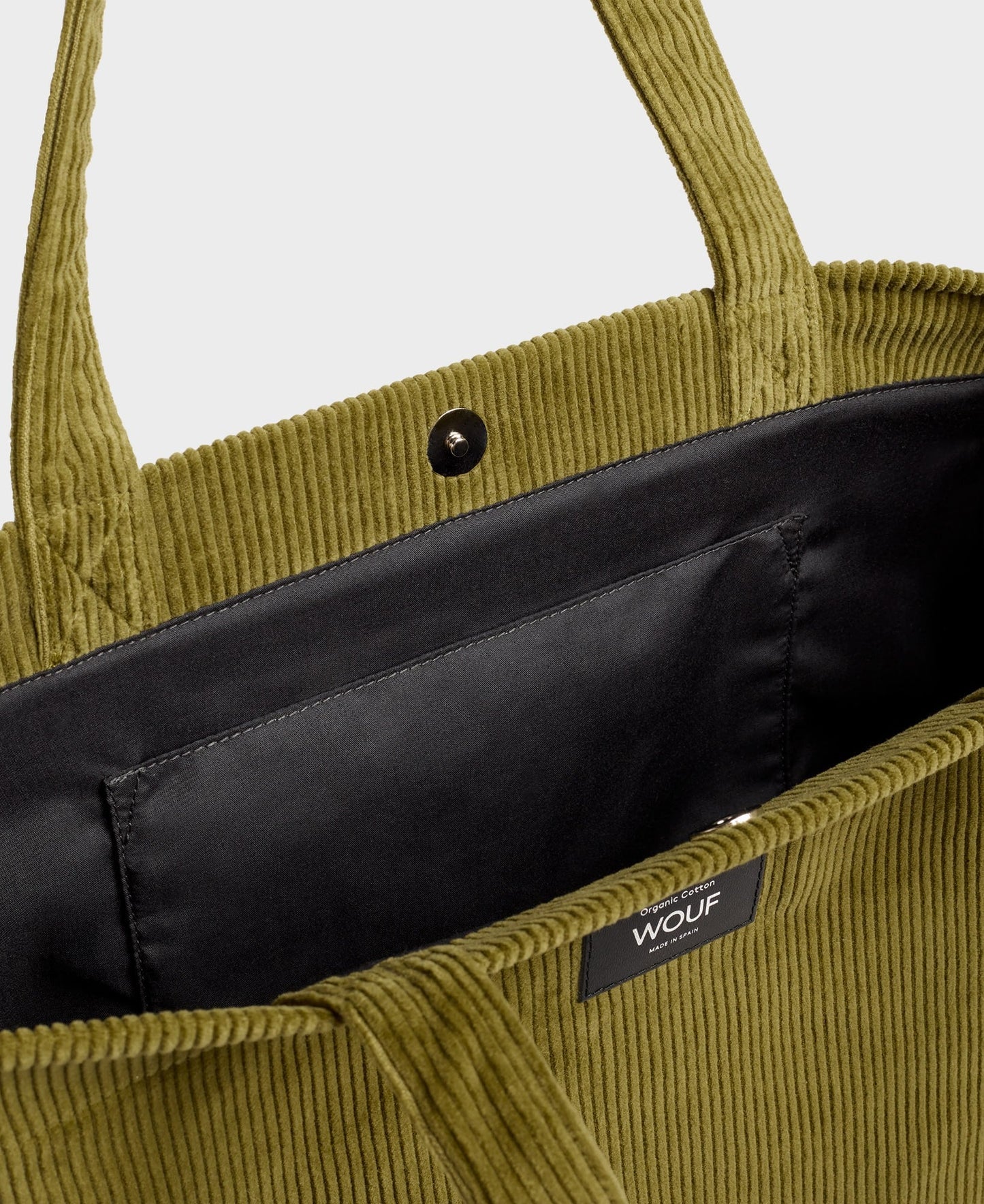 Sac cabas olive en velours de coton bio | "olive tote bag"