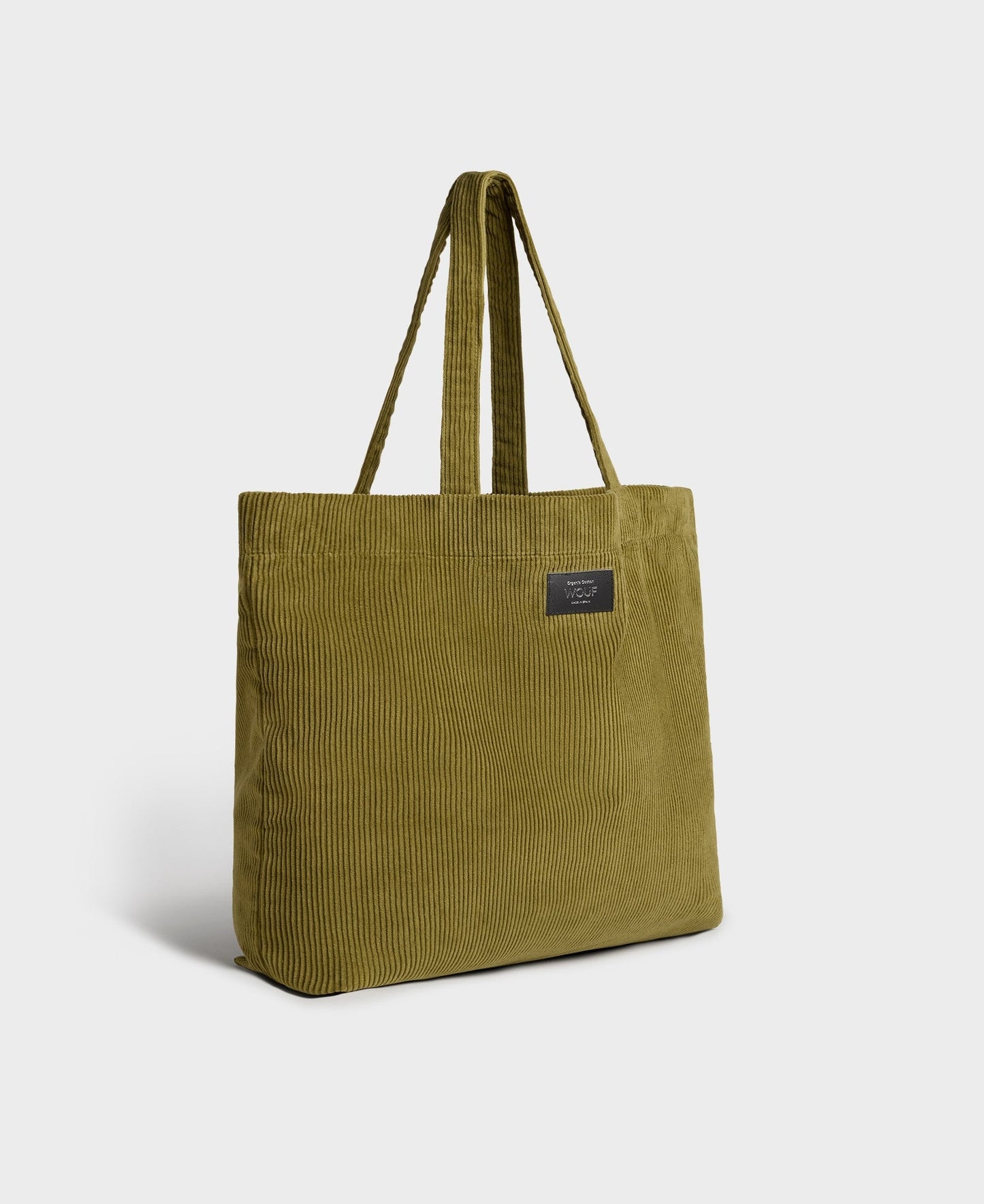 Sac cabas olive en velours de coton bio | "olive tote bag"