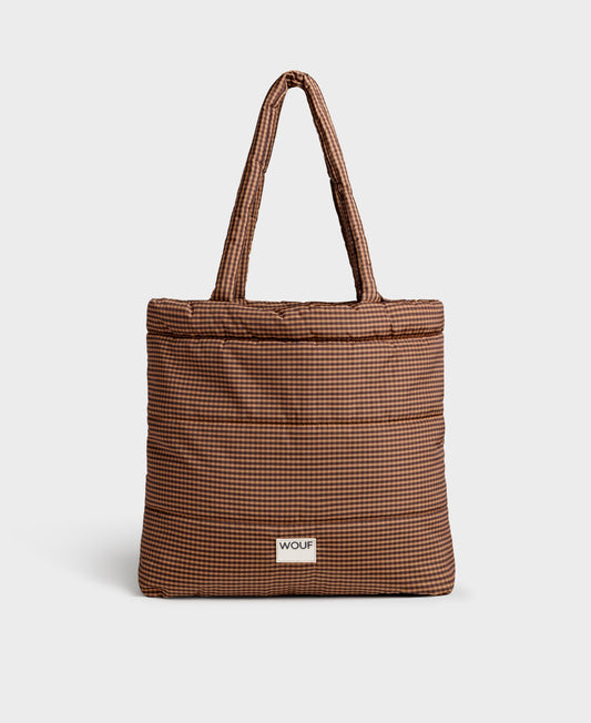 Tote bag à carreaux matelassé en recyclé | "camille tote bag"