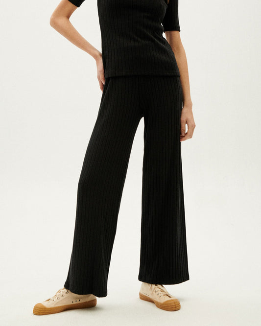 Pantalon ample en tencel et recyclé | noir "black trash dalia pants"