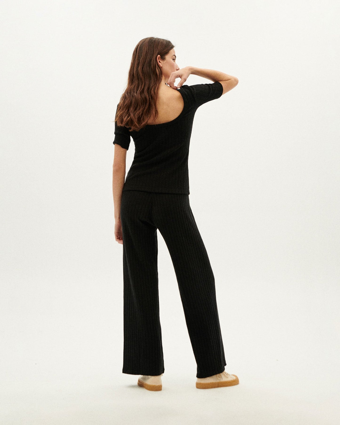 Pantalon ample en tencel et recyclé | noir "black trash dalia pants"