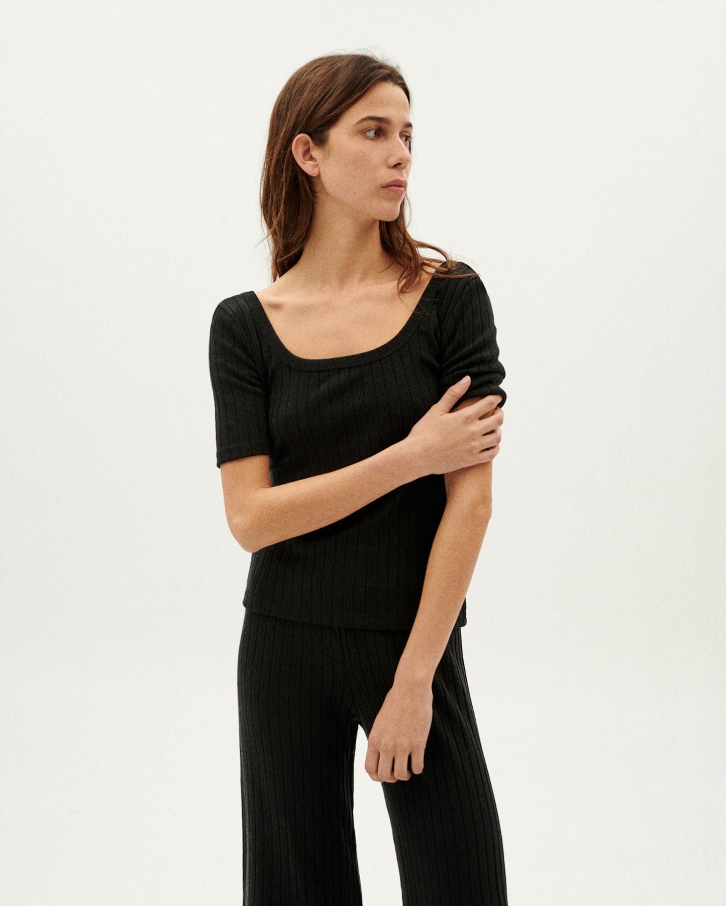 Pantalon ample en tencel et recyclé | noir "black trash dalia pants"