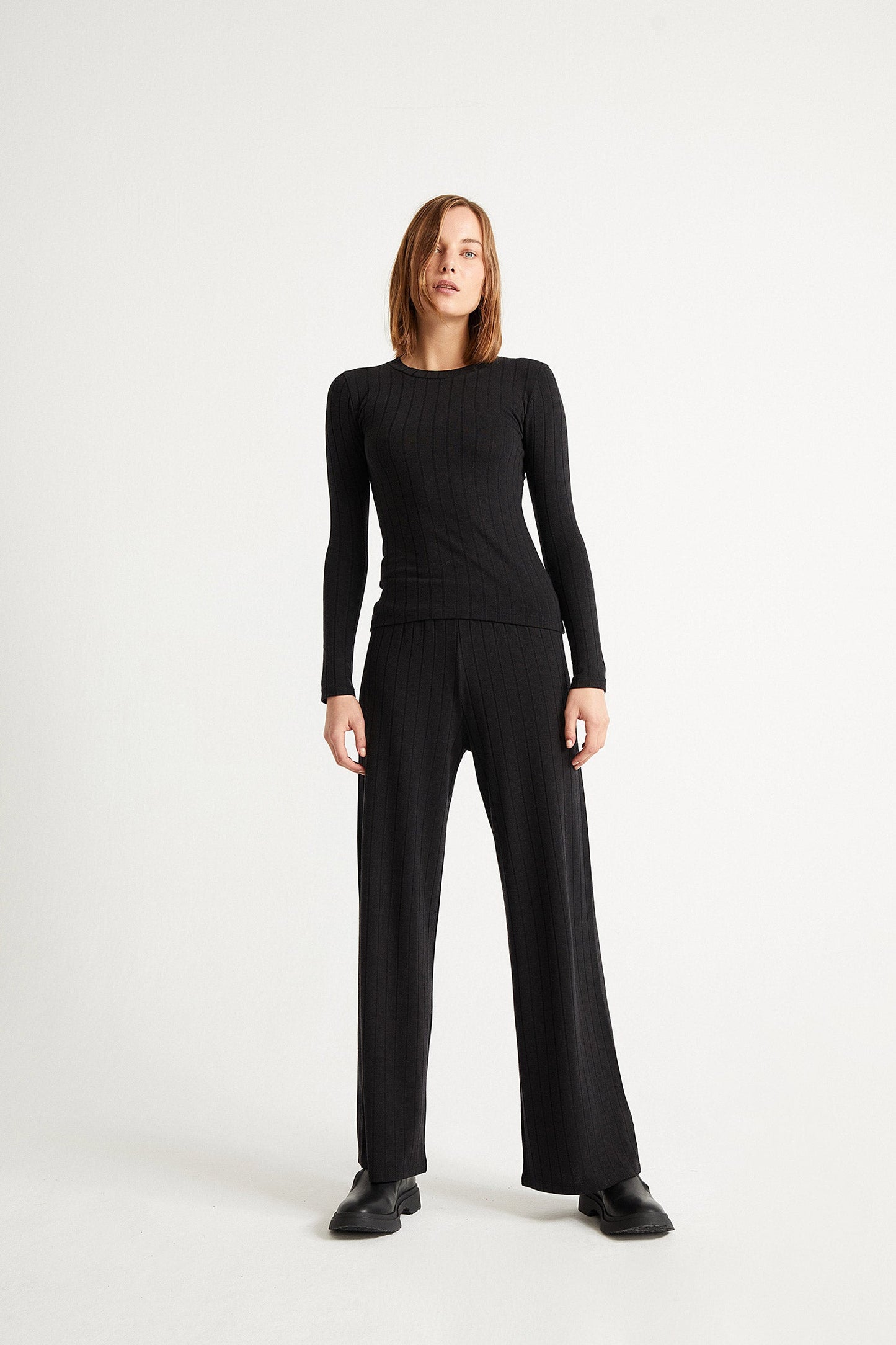 Pantalon noir en mélange de matières - black trash dalia pants