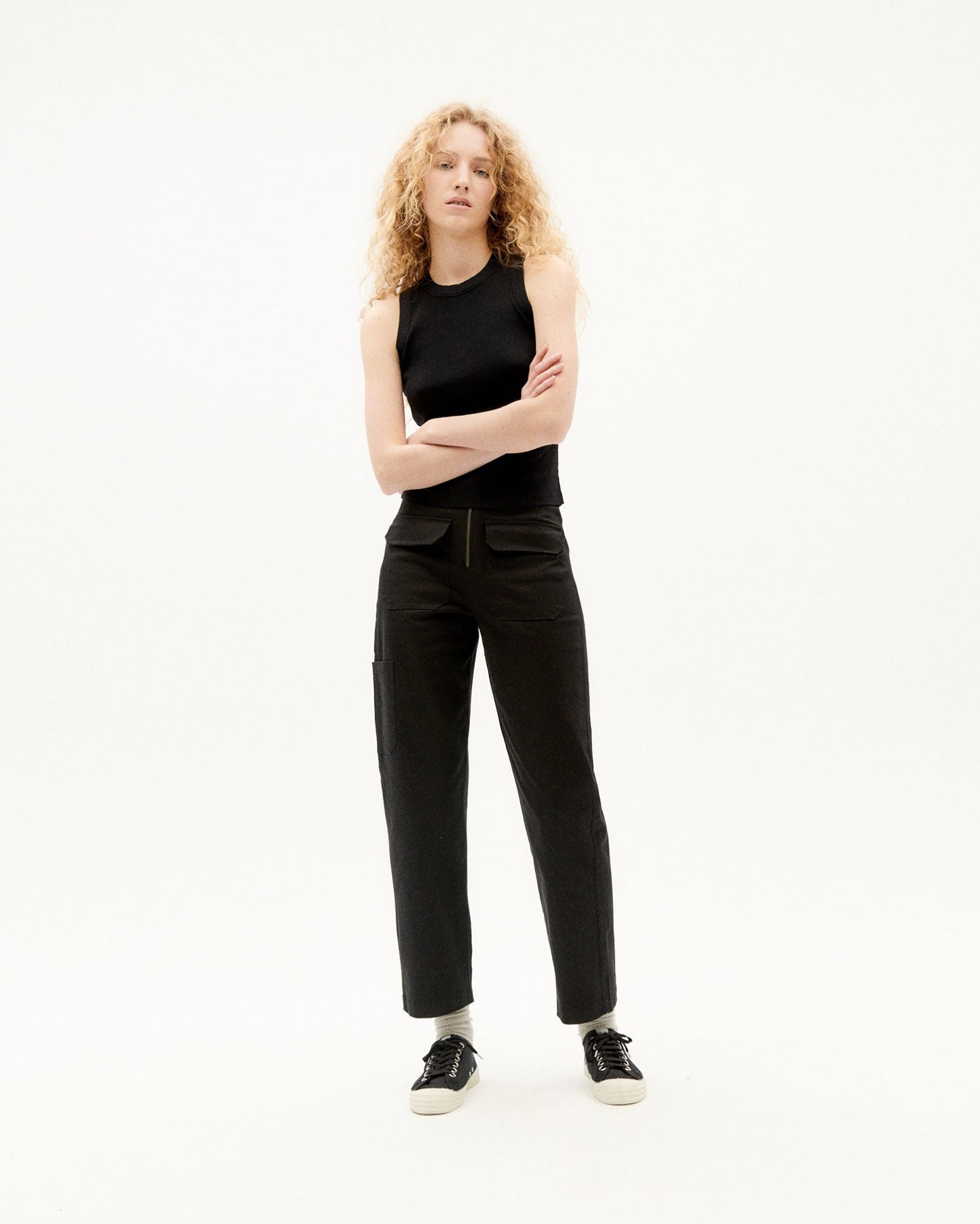 Pantalon cargo en coton bio | noir "black cargo pants"