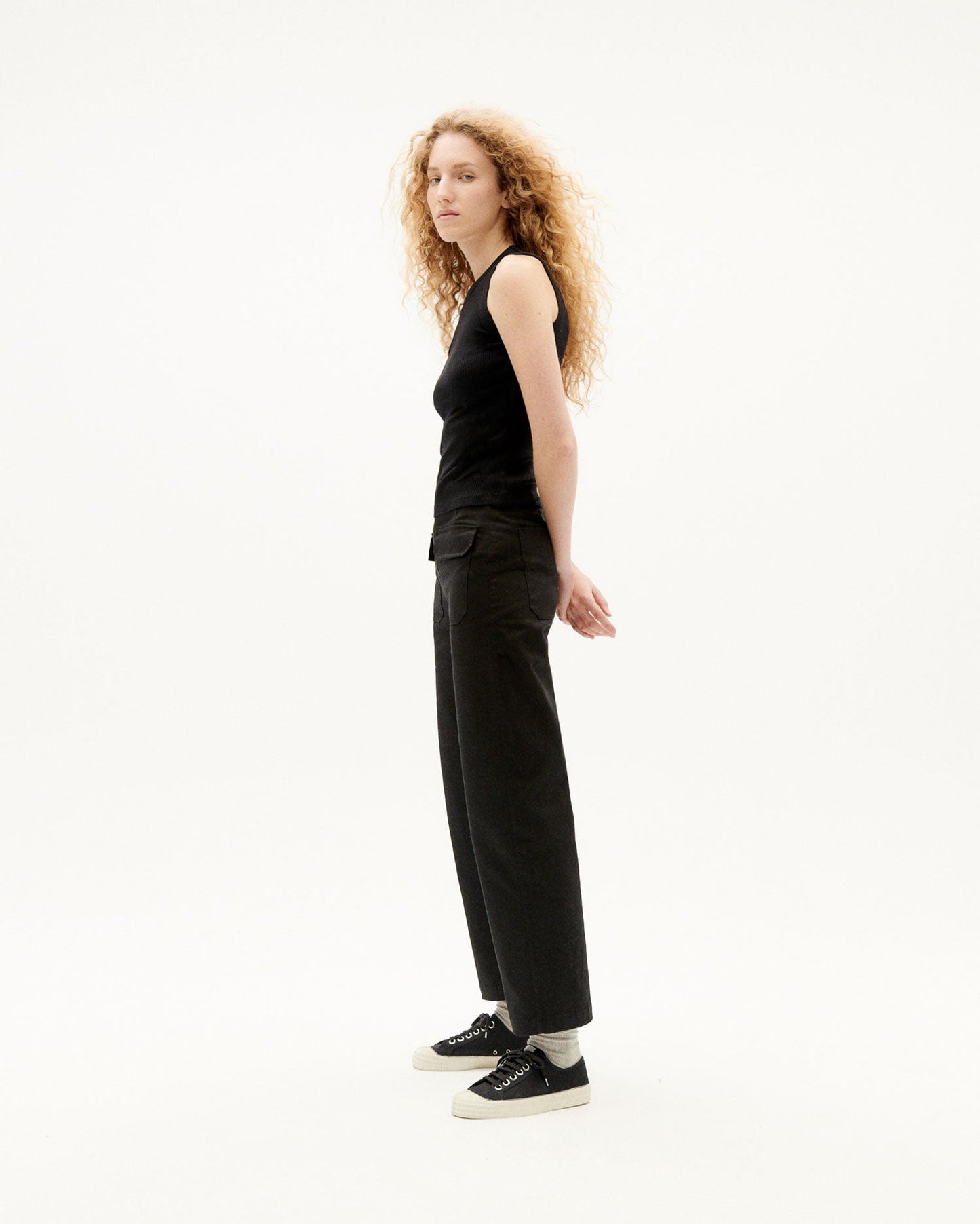 Pantalon cargo en coton bio | noir "black cargo pants"