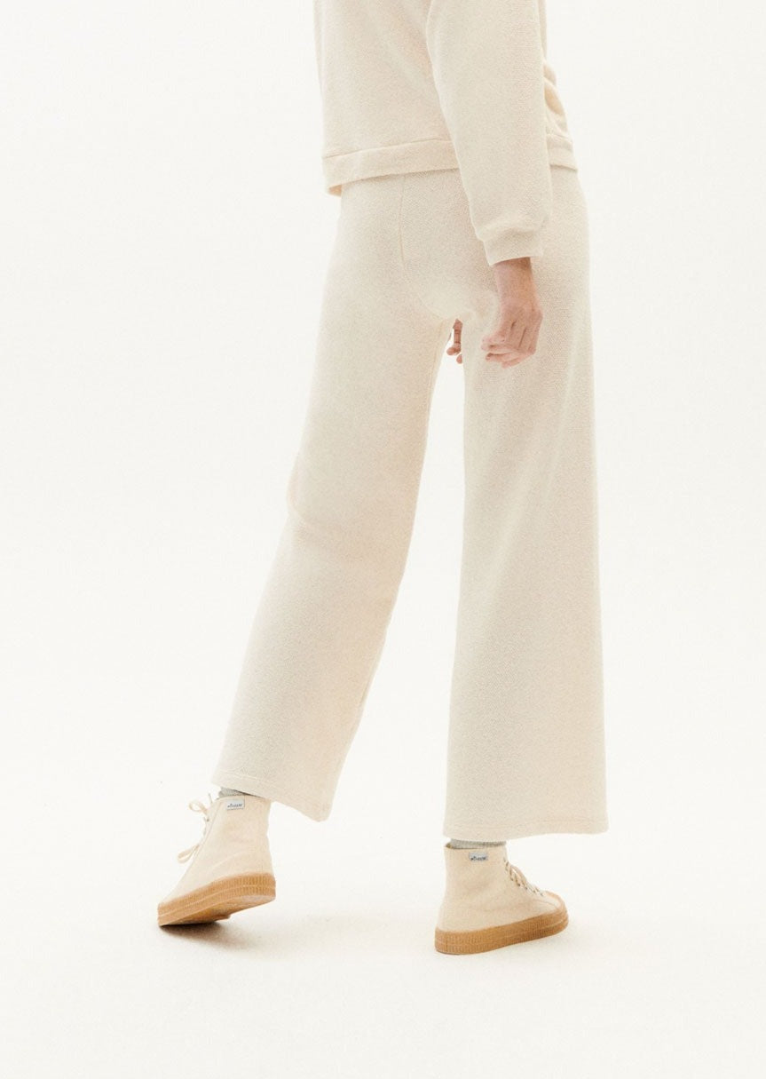 Pantalon fluide en matières recyclées et coton bio | écru "ivory trash eri pants"