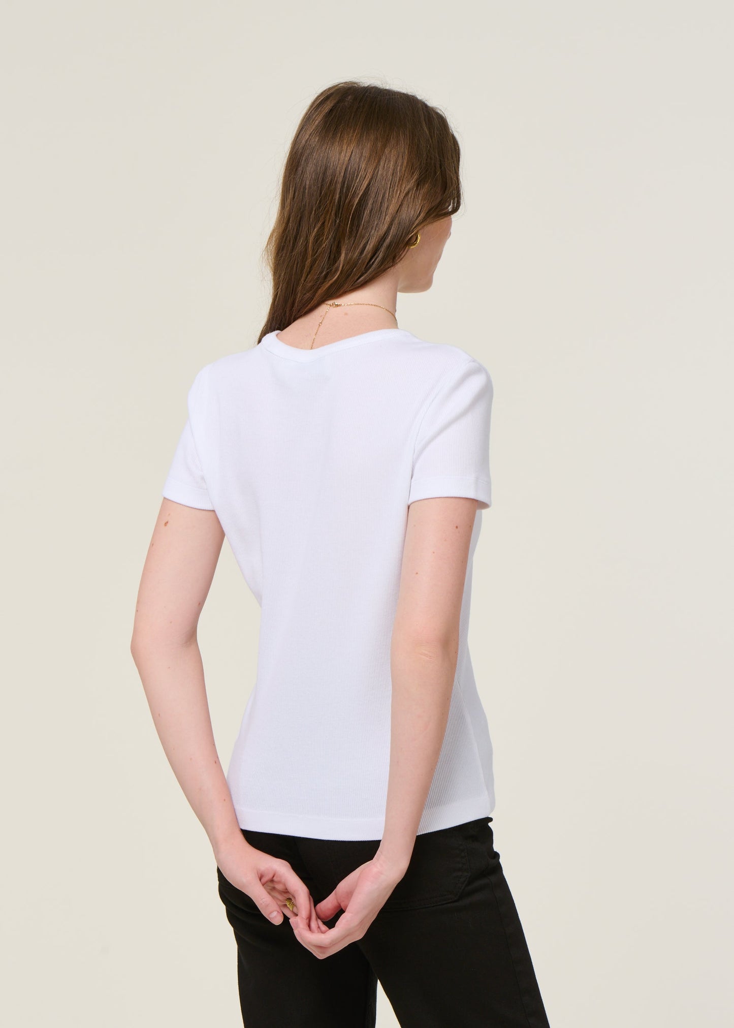 T-shirt côtelé en coton bio | blanc "kardaa white"
