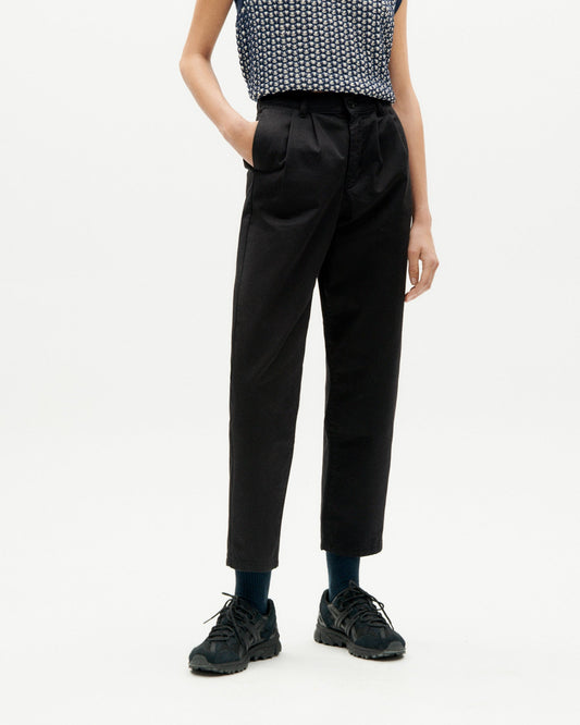 Pantalon à pinces droit en coton bio | noir  "black rina light pants"