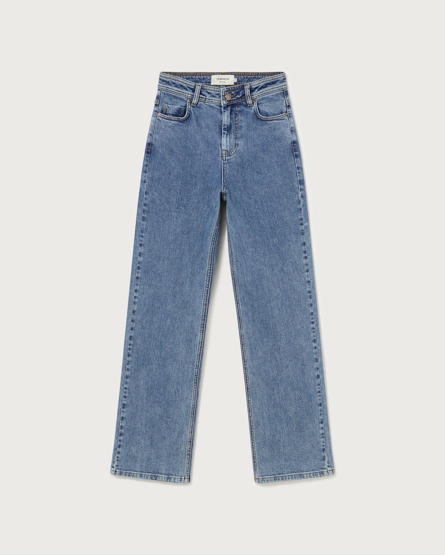 Jean large en coton bio et recyclé | bleu clair "light clean denim theresa pants heavy wash"