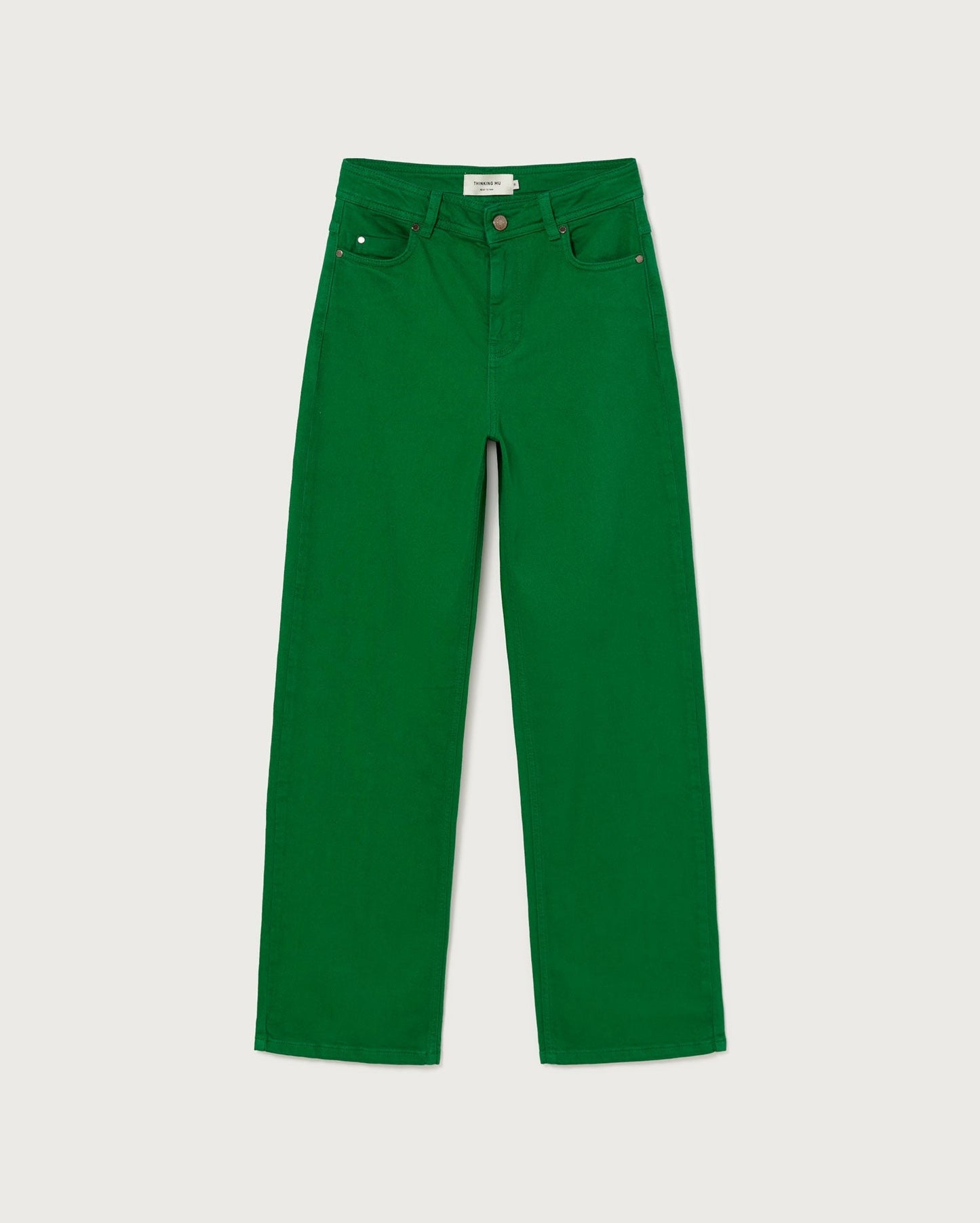 Jean ample vert en coton bio - clover green theresa pants