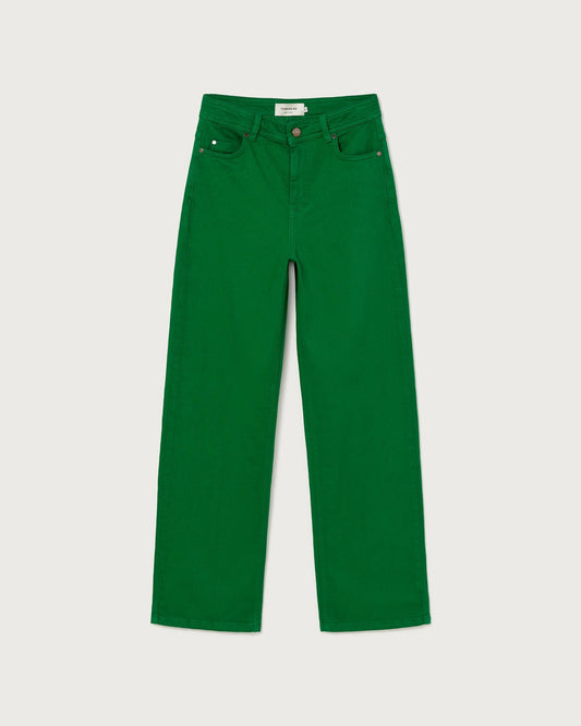 Jean ample vert en coton bio - clover green theresa pants