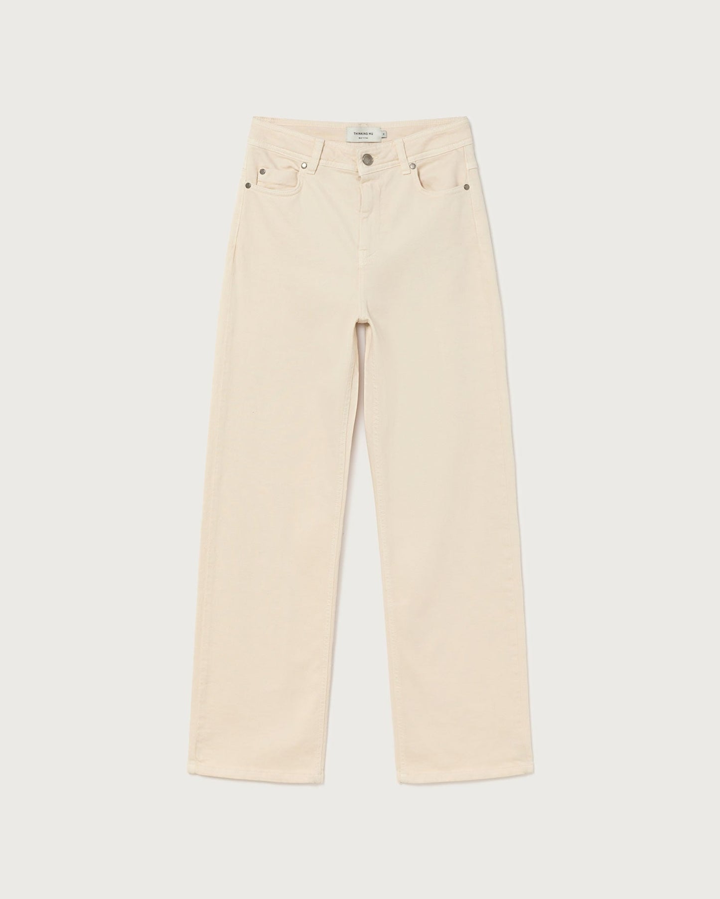 Jean droit large en coton bio | écru "ivory theresa pants"
