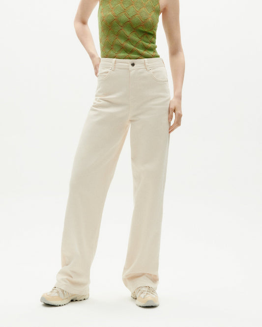 Jean droit large en coton bio | écru "ivory theresa pants"