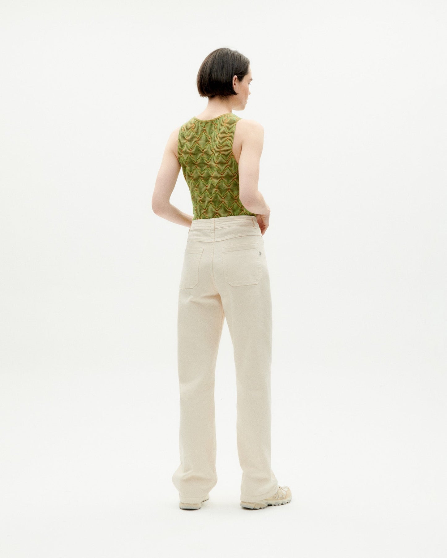 Jean droit large en coton bio | écru "ivory theresa pants"