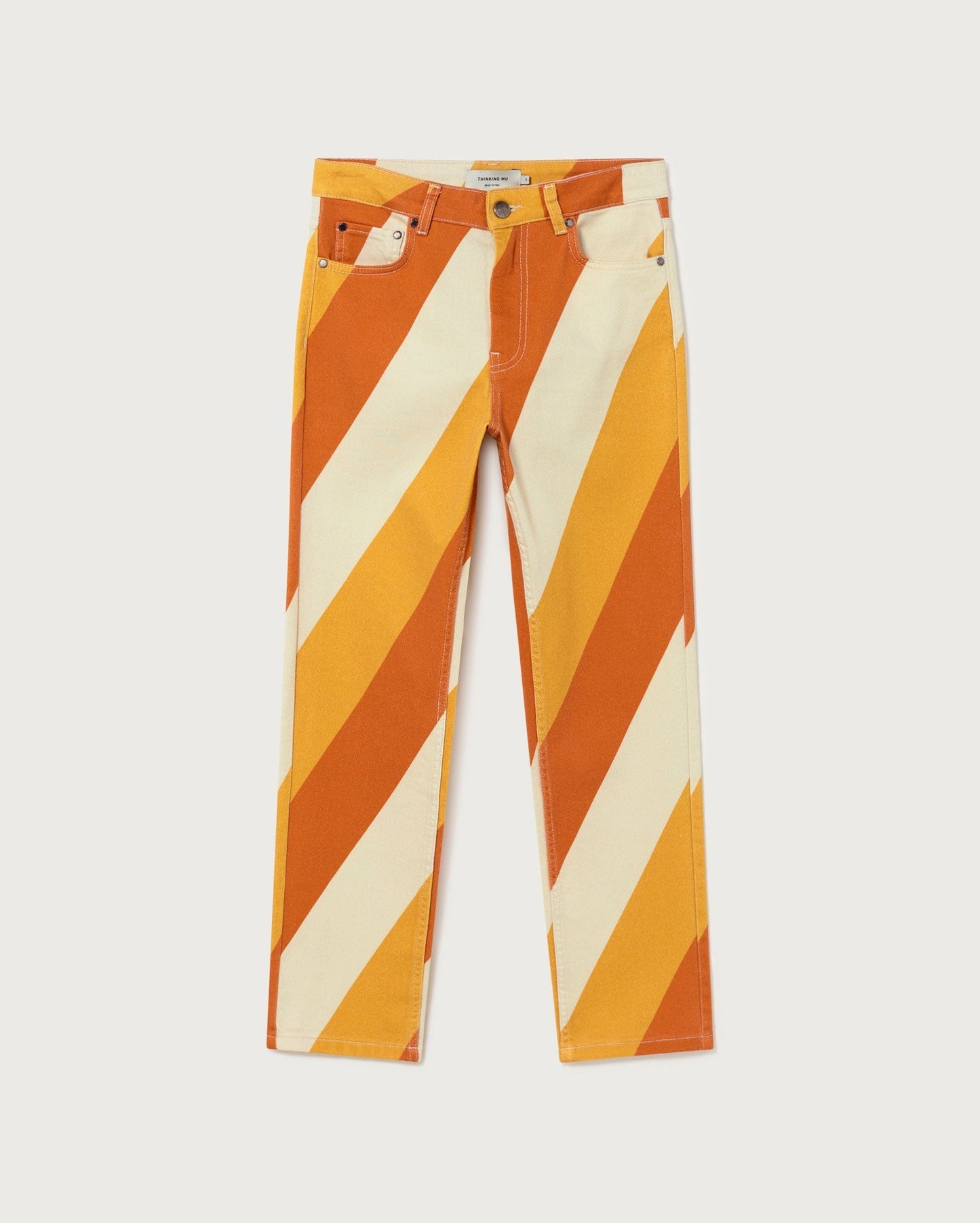 Pantalon droit multicolore en coton bio - yellow slash nele pants