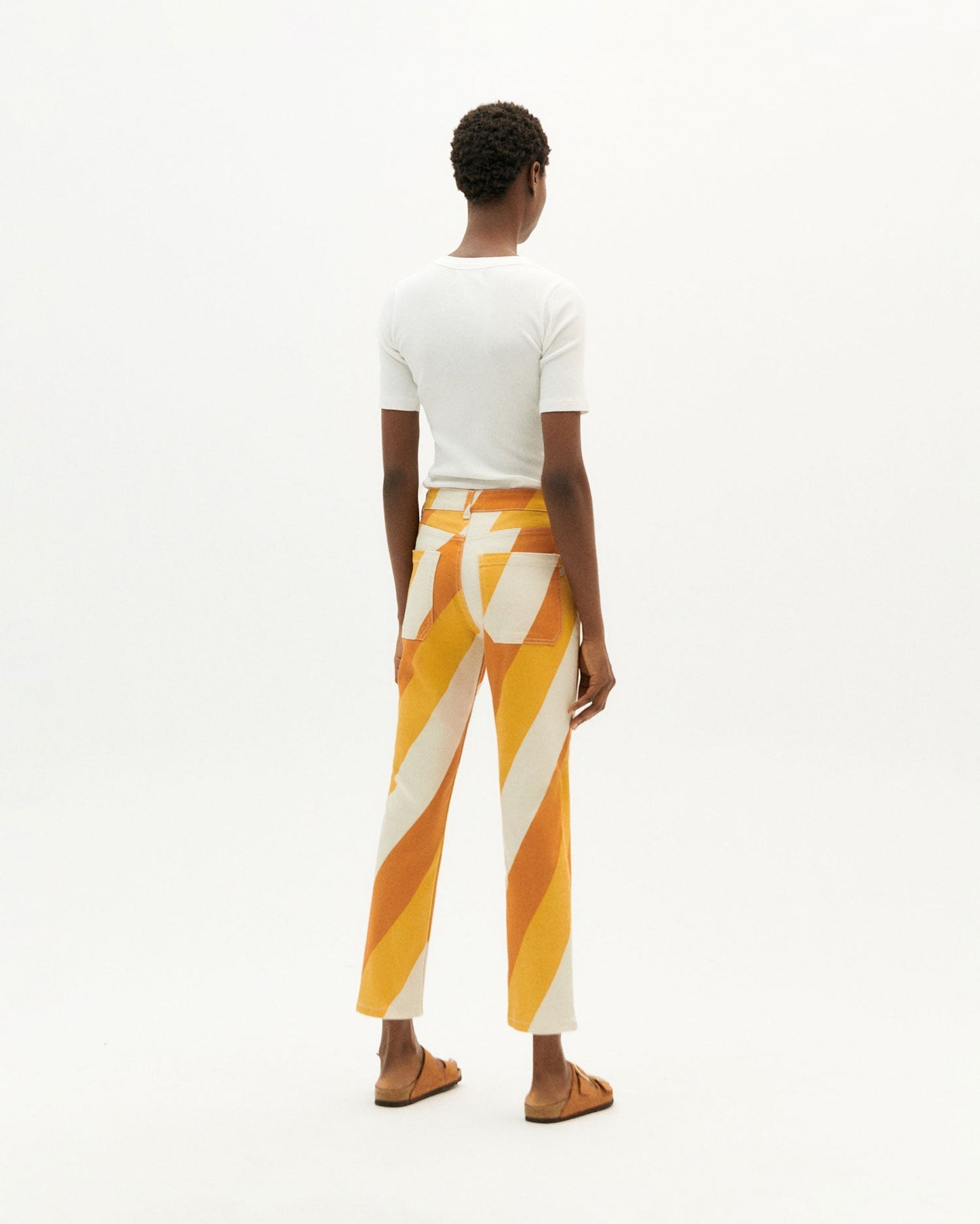Pantalon droit multicolore en coton bio - yellow slash nele pants
