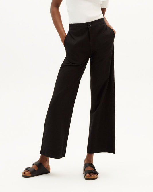 Pantalon évasé en coton bio | noir "black karina pants"