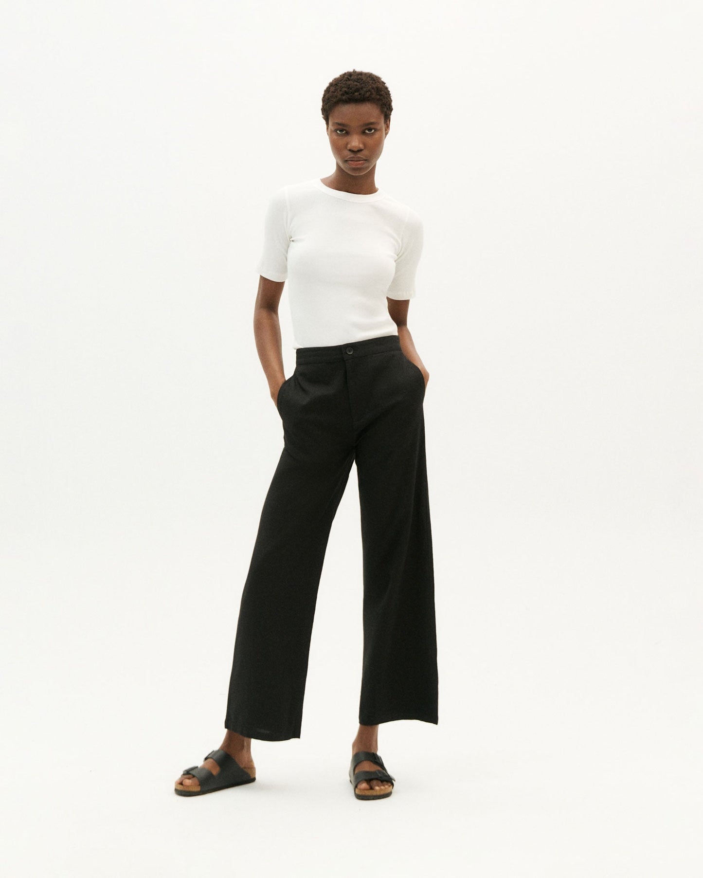 Pantalon évasé en coton bio | noir "black karina pants"