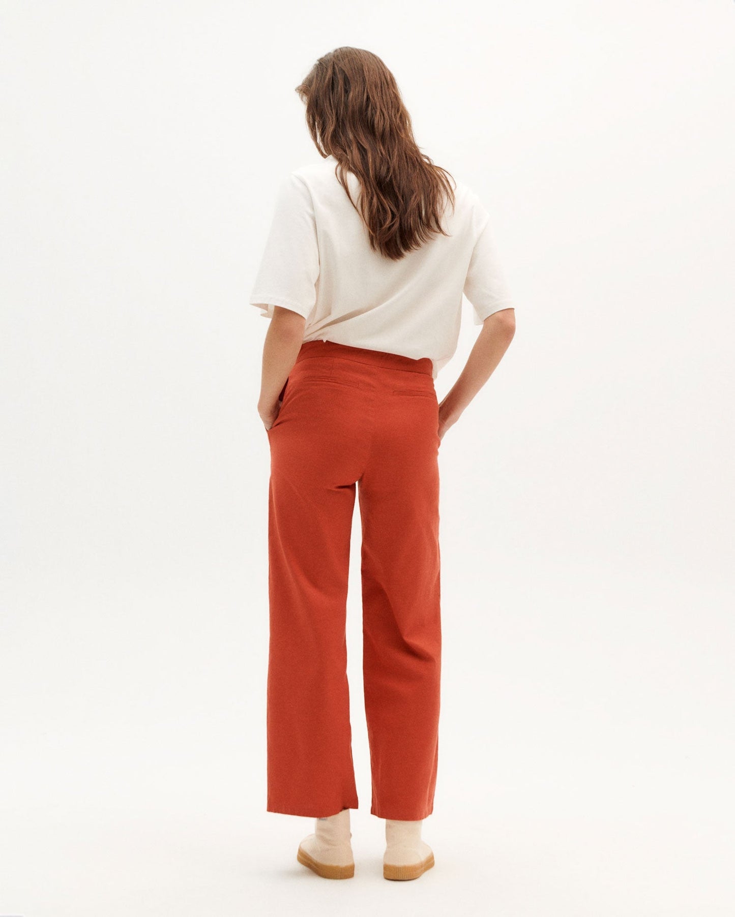 Pantalon ample en coton bio | Rouge orangé "crimson karina pants"
