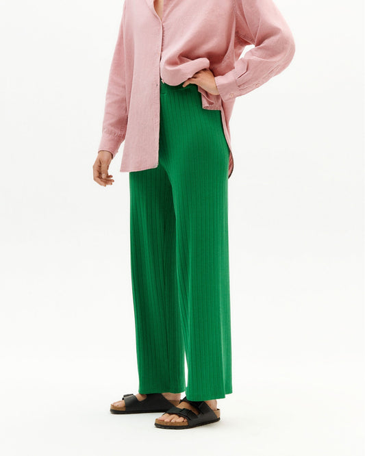 Pantalon côtelé vert en ecovero et coton recyclé - chroma green trash dalia pants