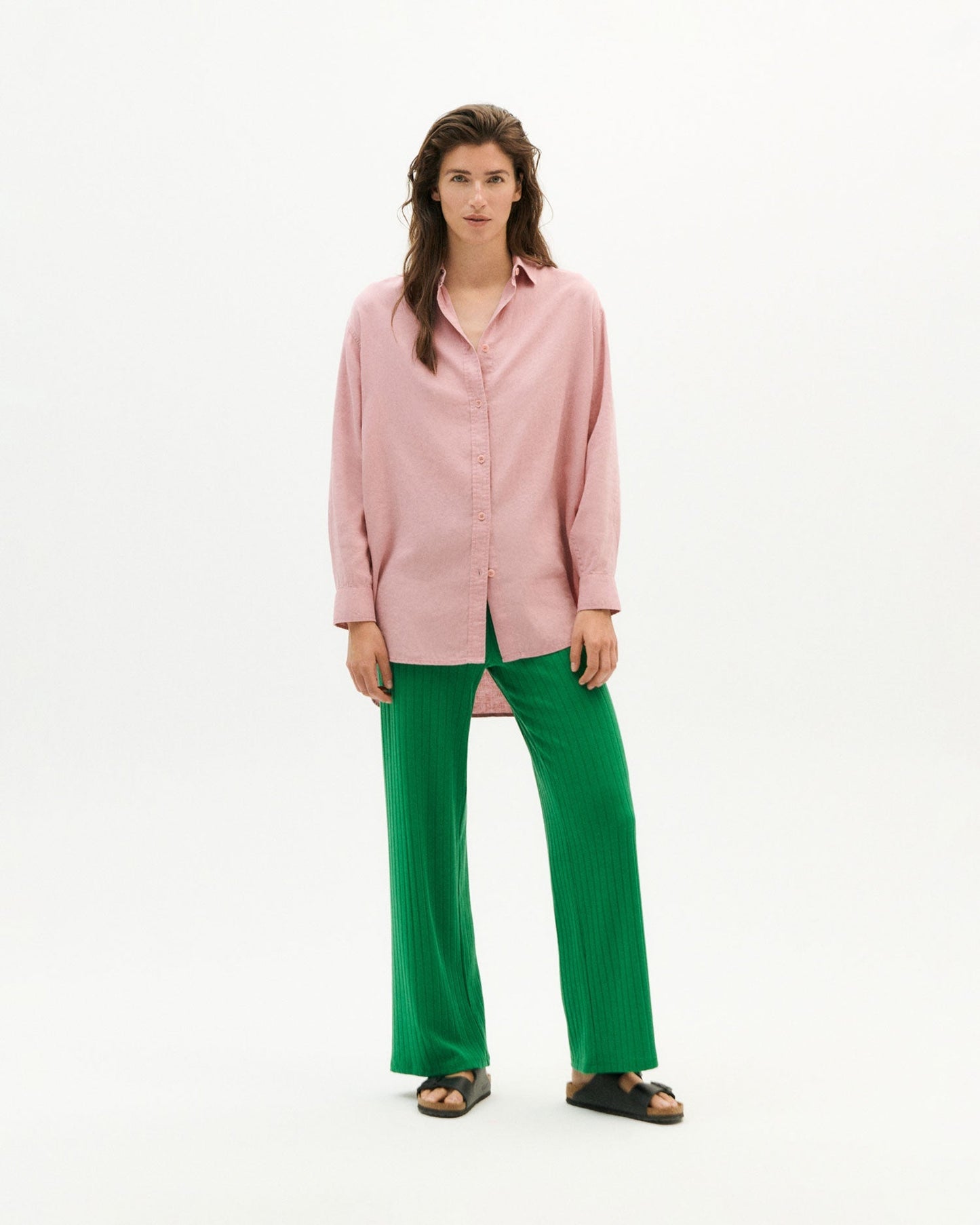 Pantalon côtelé vert en ecovero et coton recyclé - chroma green trash dalia pants