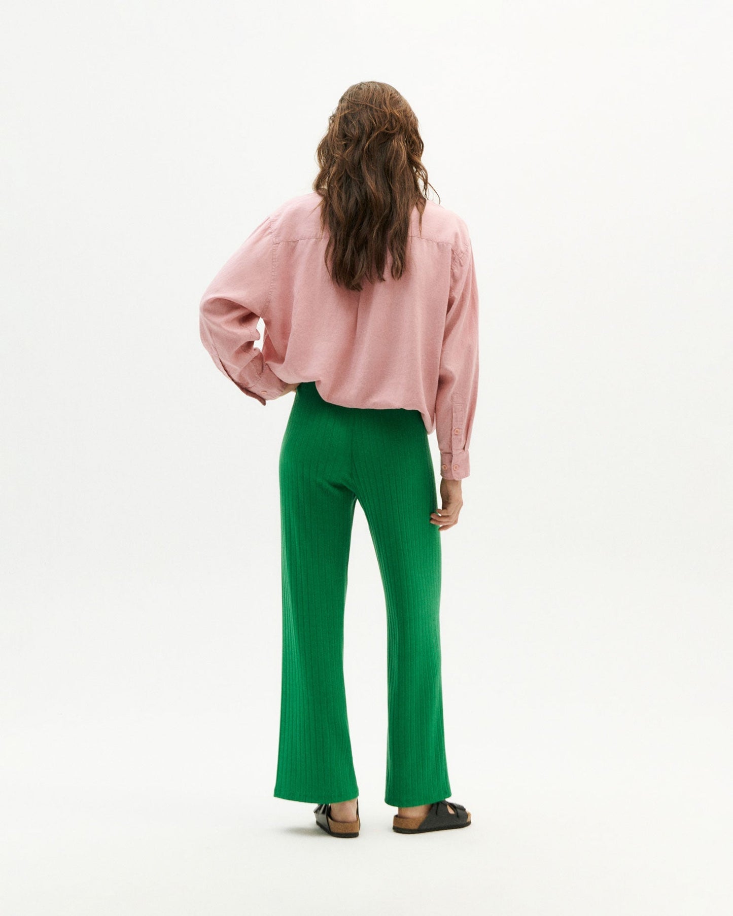 Pantalon côtelé vert en ecovero et coton recyclé - chroma green trash dalia pants