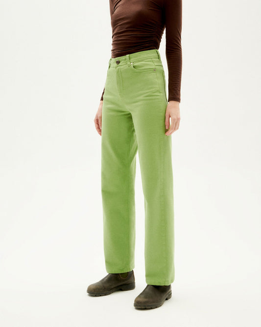 Jean droit en coton bio | vert "theresa pants"