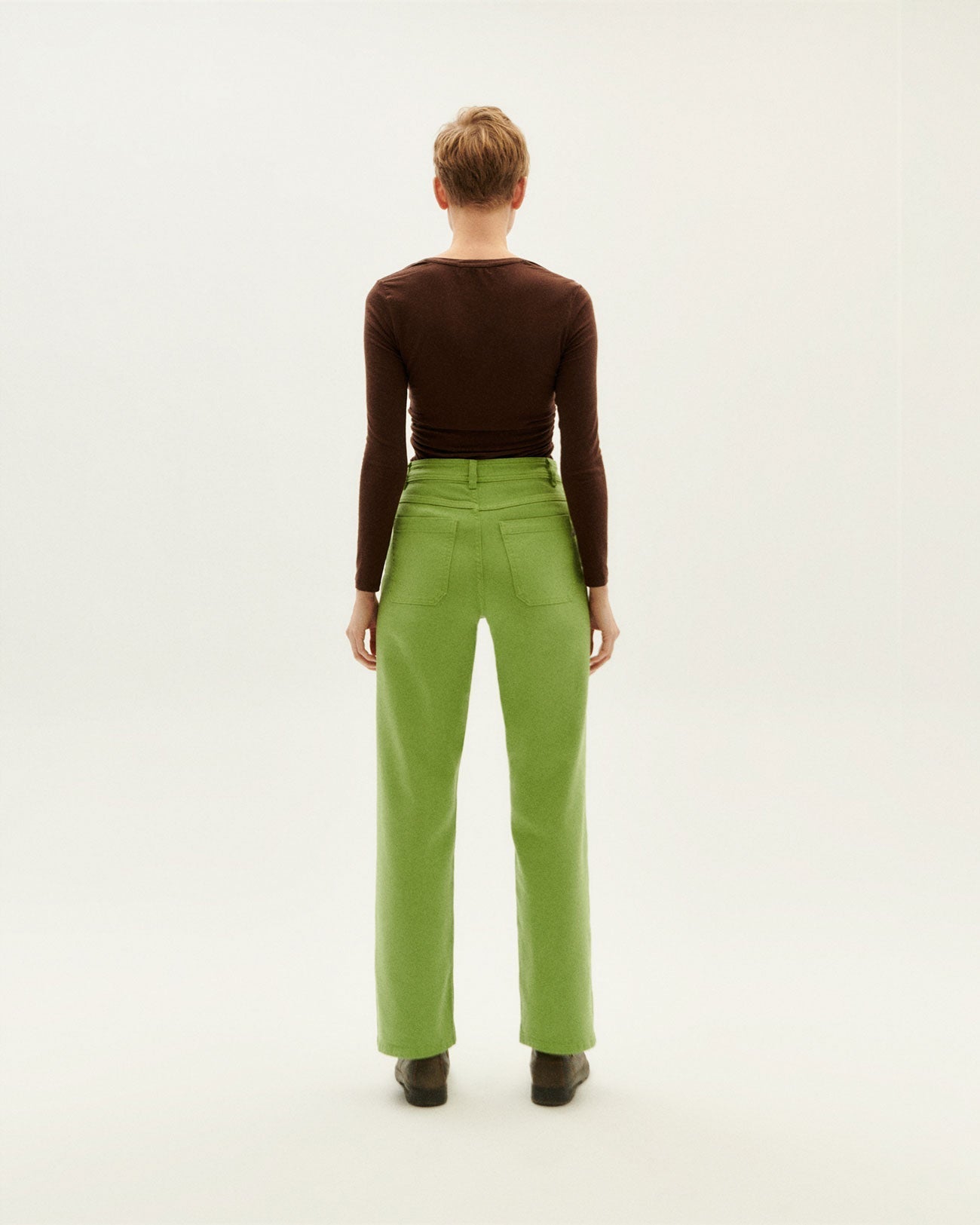 Jean droit en coton bio | vert "theresa pants"