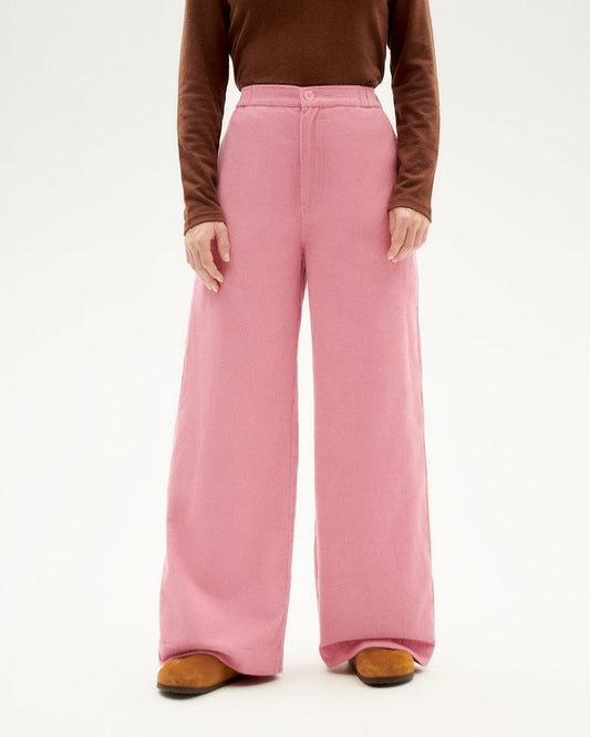 Pantalon ample en coton bio | Rose "pink microcorduroy maia pants"