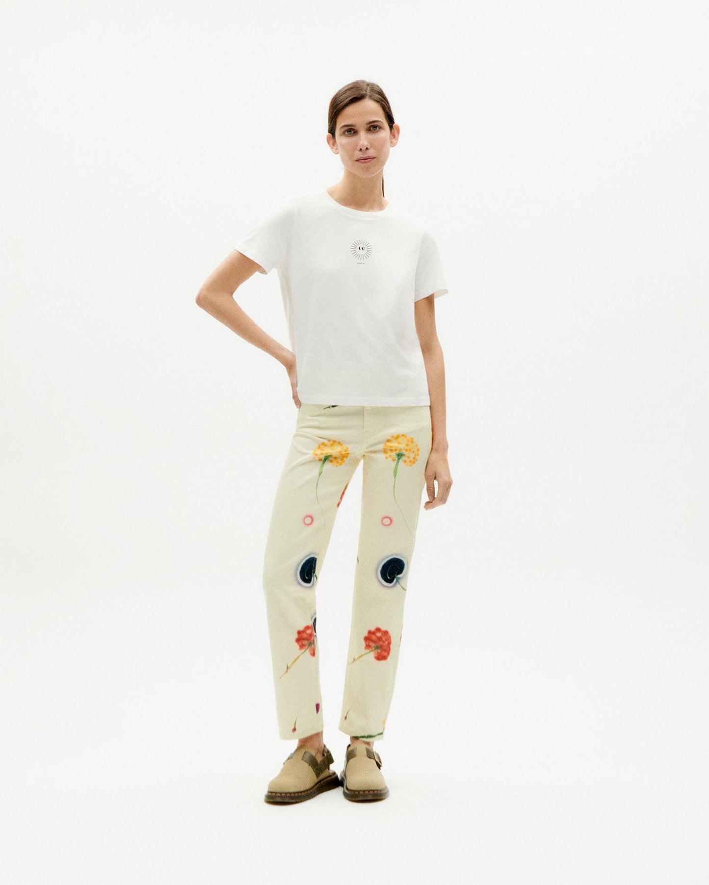 Pantalon en denim en coton bio | Écru à motifs "feuz blow nele pants"