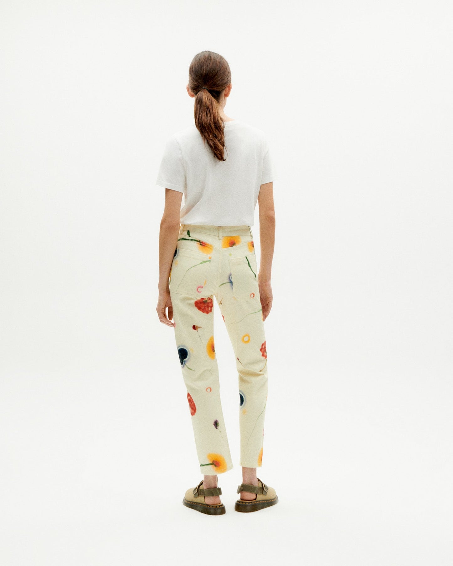 Pantalon en denim en coton bio | Écru à motifs "feuz blow nele pants"
