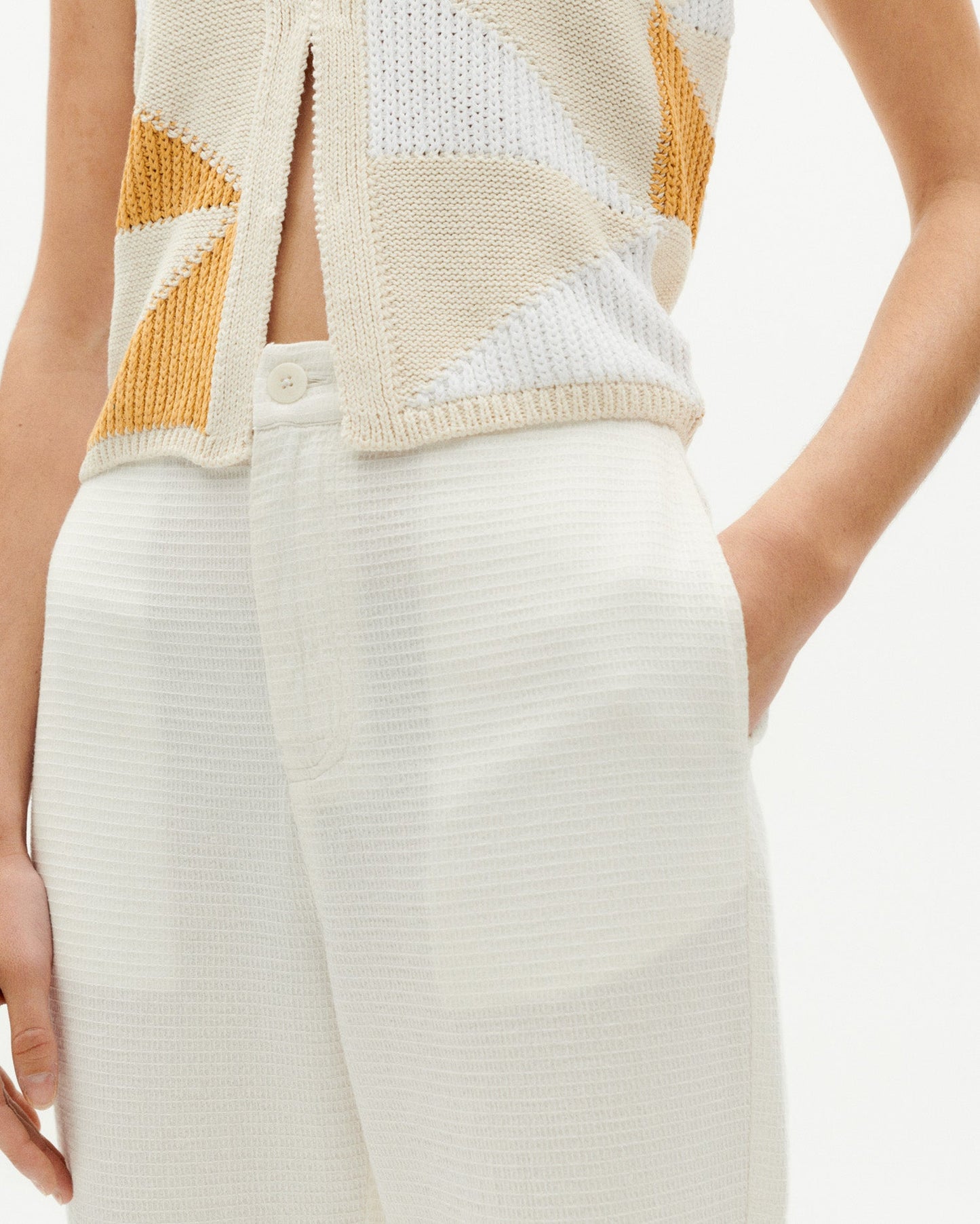 Pantalon droit en coton bio | écru "undyed loop mariam pants"